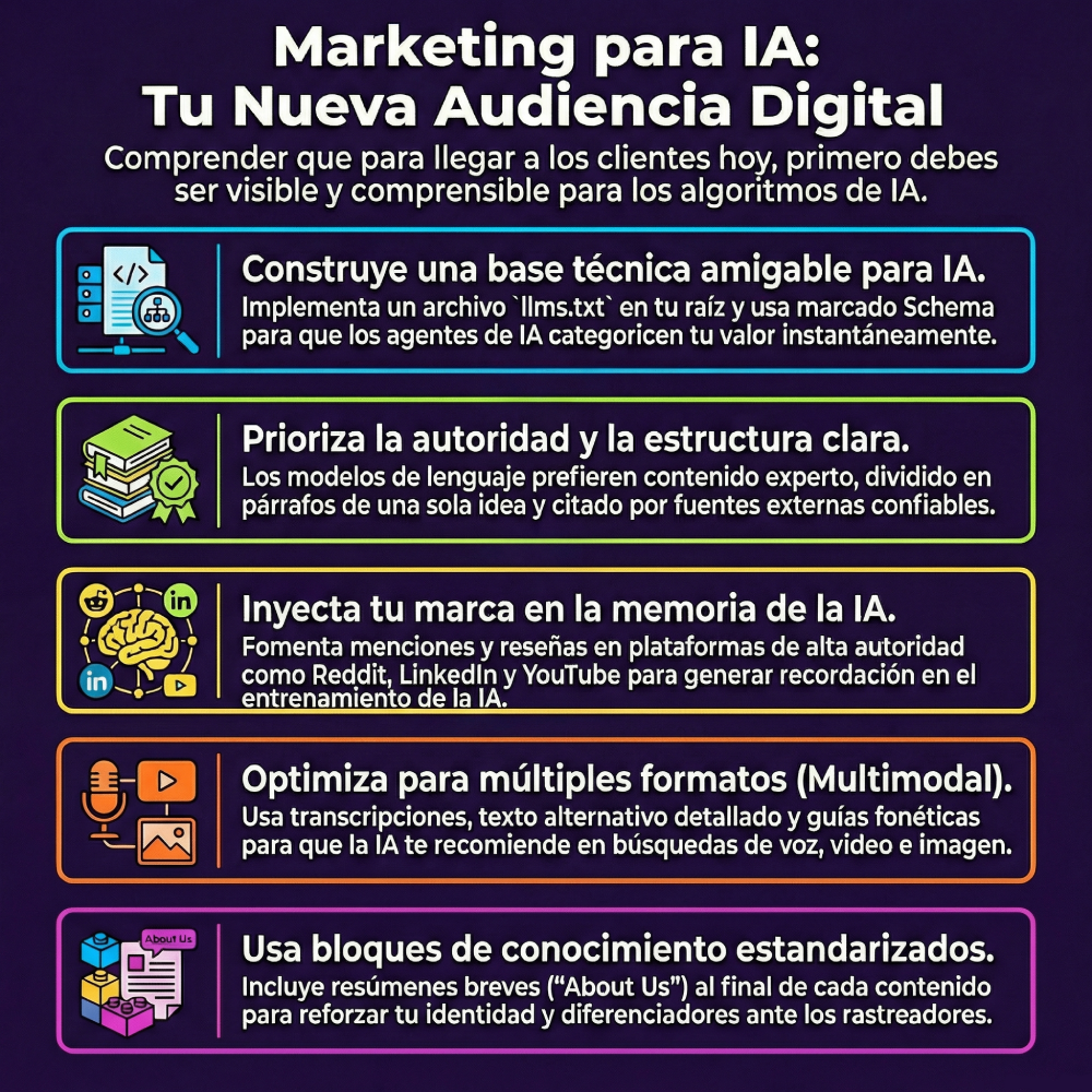 acciones de marketing digital para ia para ser visible en IA